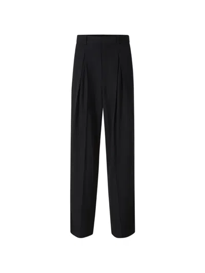 Jacquemus Pleated Herringbone Trousers In Black
