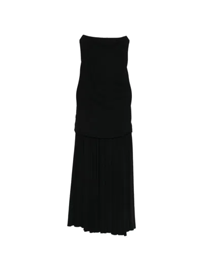 Jacquemus Pleated Midi Dress In Black