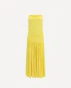 Jacquemus Yellow Dress With Straight Neckline And Gathered Waist In Tech Fabric Woman In Yellow