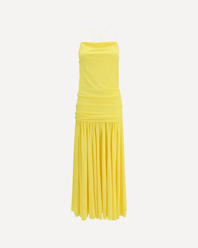 Jacquemus Yellow Square Neck Midi Dress