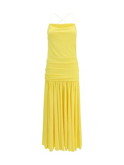 Jacquemus Pleated Viscose Dress In Yellow