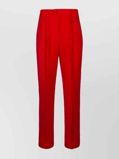 Jacquemus Pleated Trousers With Belt Loops And Pockets In Red