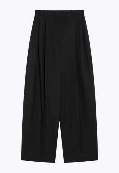 Jacquemus Pleated Wool Pants In Black