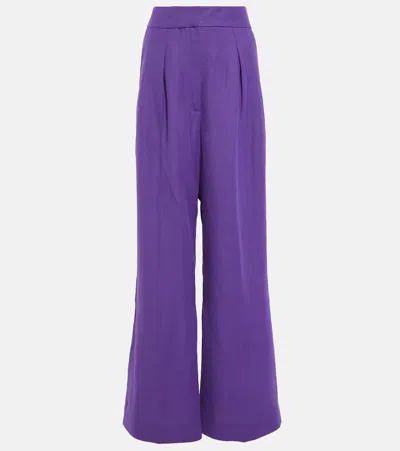 Jacquemus Banha Pleated Twill Wide-leg Pants In Purple