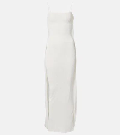 Jacquemus Plumetis Polka-dot Jersey Slip Dress In White