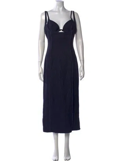 Pre-owned Jacquemus Plunge Neckline Midi Length Dress In Blue