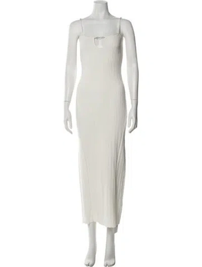 Pre-owned Jacquemus Plunge Neckline Midi Length Dress In White