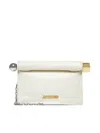 Jacquemus Ivory Leather Clutch Bag With Logo Plaque And Gold Details In Beige