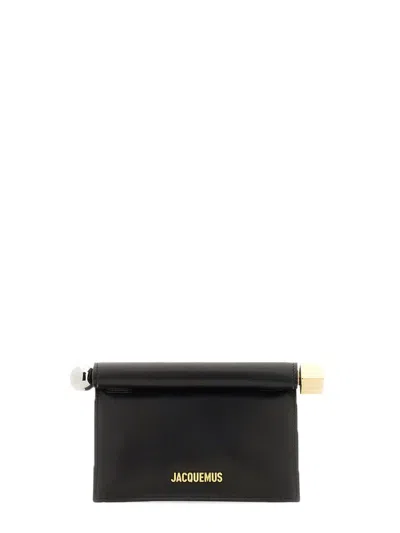 Jacquemus Womens Black La Petite Pochette Rond Leather Clutch Bag