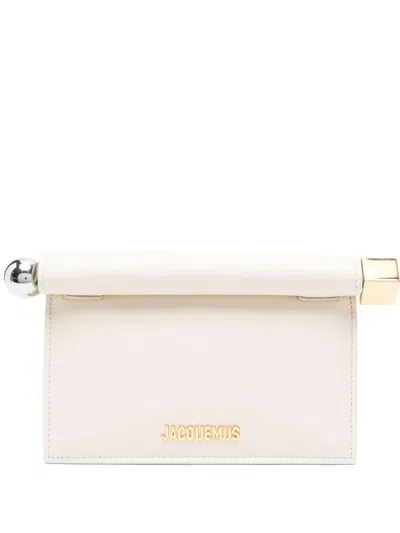 Jacquemus Pochette Ronde Carré Beige In Pelle