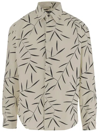 JACQUEMUS JACQUEMUS POINTED COLLAR COTTON POPLIN SHIRT WITH FOLIAGE PRINT