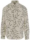 Jacquemus Pointed Collar Cotton Poplin Shirt With Foliage Print In Neutral