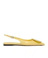 Jacquemus Quilted Buckle Flat Pointed Toe Shoes In Yellow