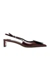 Jacquemus Pointed Toe Slingback Pumps With Textured Calf Leather In Black