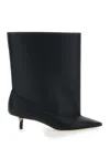 Jacquemus Pointed Toe Leather Ankle Boot In Black