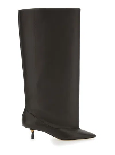 Jacquemus Pointed Toe Leather Boot In Brown