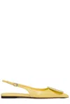 Jacquemus Quilted Buckle Flat Pointed Toe Shoes In Yellow