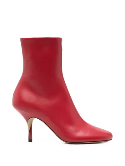 Jacquemus Pointed-toe Ankle Boots In Red