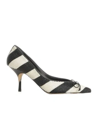Jacquemus Les Escarpins Tourni 80 Striped Faux Raffia Pumps In Black