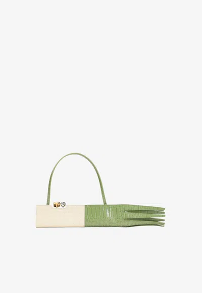 Jacquemus Poireau Croc-embossed Leather Clutch In Multi