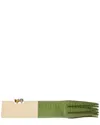 Jacquemus Poireau Fringed Textured-leather Clutch In Green