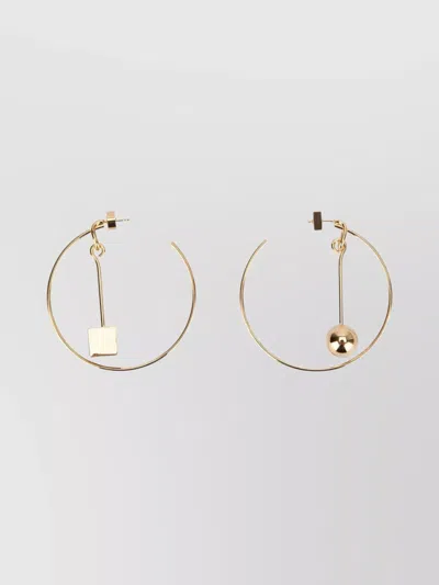 JACQUEMUS POLISHED GEOMETRIC HOOP EARRINGS DESIGN