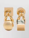 Jacquemus Les Puces Nodo Metallic Earings With Rear Butterfly Closure And Rhinestoned Charm In Brass Woman