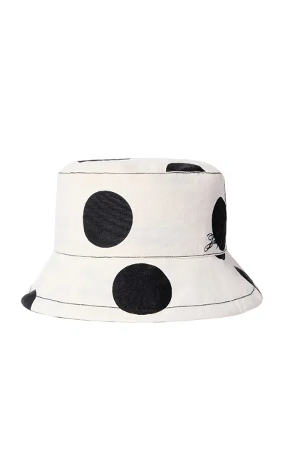 Jacquemus Polka Dot Canvas Bucket Hat In Black,white