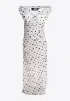 Jacquemus 'the Rita Lounge' White Long Dress With V-neck And Polka Dot Motif In White