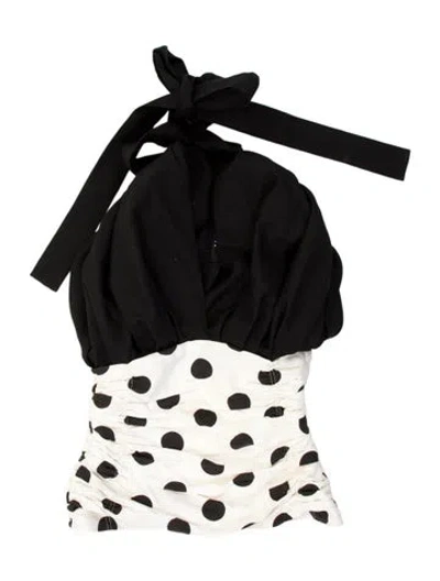 Pre-owned Jacquemus Polka Dot Print Off-the-shoulder Crop Top In Black