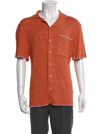 Pre-owned Jacquemus Polka Dot Print Short Sleeve Shirt In Orange