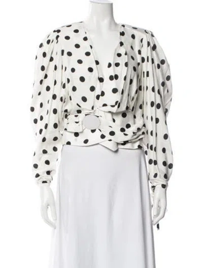 Pre-owned Jacquemus Polka Dot Print V-neck Blouse In White