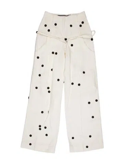 Pre-owned Jacquemus Polka Dot Print Wide Leg Pants In Neutral
