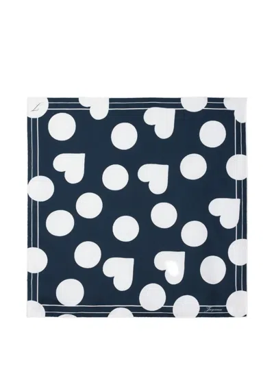 Jacquemus Polka-dot Heart-print Scarf In Blue