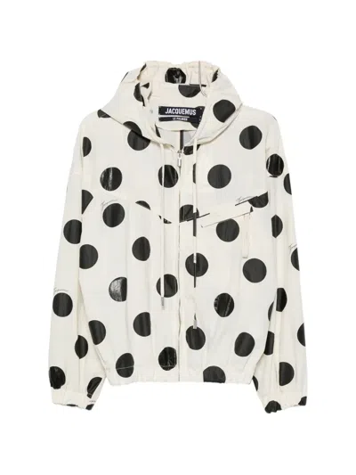 Jacquemus Polka-dot Hooded Jacket In White