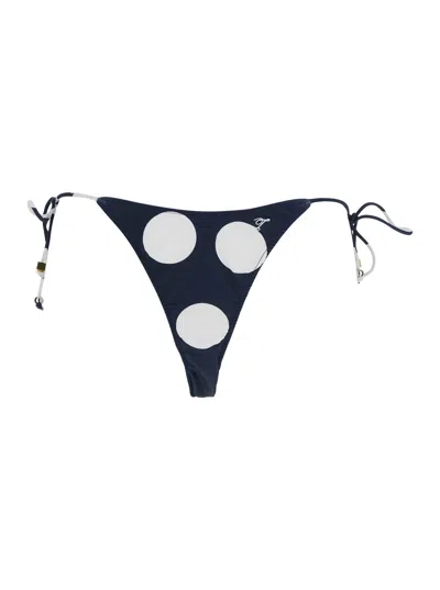 Jacquemus Polka-dot Triangle Bikini In Navy