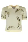 Jacquemus Womens Banana Jacquard Yellow The Marino Banana-print Woven-knitted Polo Top In Gray