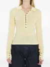 Jacquemus Merino Wool Blend Fitted Knit Top In Yellow