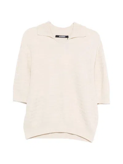 Jacquemus Polo In Maglia In Cotone E Seta Beige  In Neutral