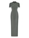 Jacquemus Polo Ribbed Knit Long Dress In Gray