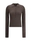 Jacquemus Women Merino Wool Polo Shirt In Brown