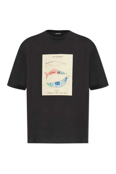 Jacquemus Postcard Printed T-shirt In Arty Hotel Navy
