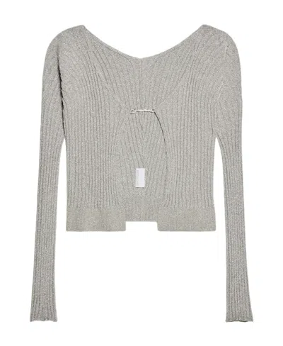 Jacquemus Pralu Glitter Cardigan In Gray