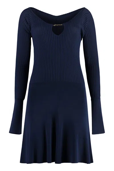 Jacquemus Pralu Knit Mini-dress In Blue