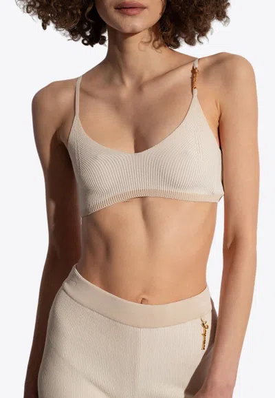 Jacquemus Beige Le Raphia 'le Bandeau Pralu' Tank Top In Cream