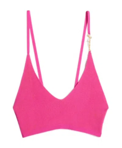 Jacquemus Pralu Logo-plaque Cropped Top In Pink