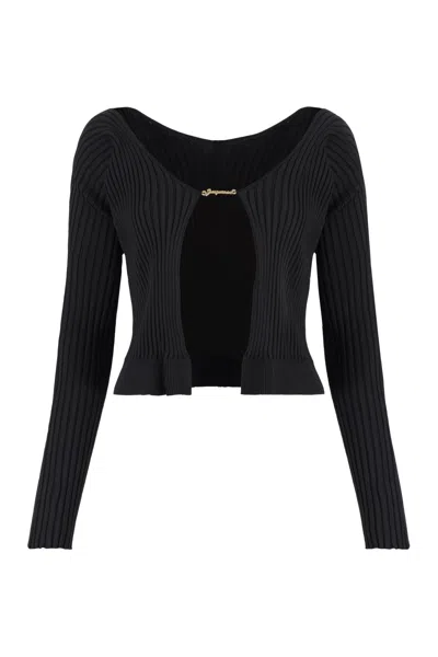 JACQUEMUS PRALU LOGO PRINT LONG SLEEVE TOP