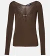 Jacquemus Pralu Ribbed-knit Top In Dark Brown