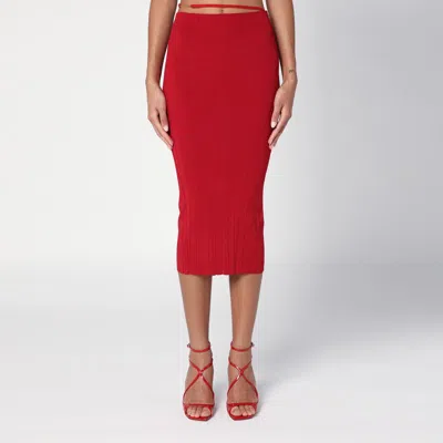 JACQUEMUS PRALÙ RED MIDI SKIRT