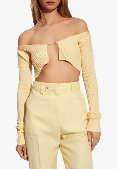 Jacquemus Yellow 'la Maille Pralu' Cardigan In Neutrals